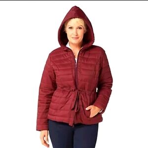 Denim & Co. Active Cinched Waist Puffer Jacket XS new